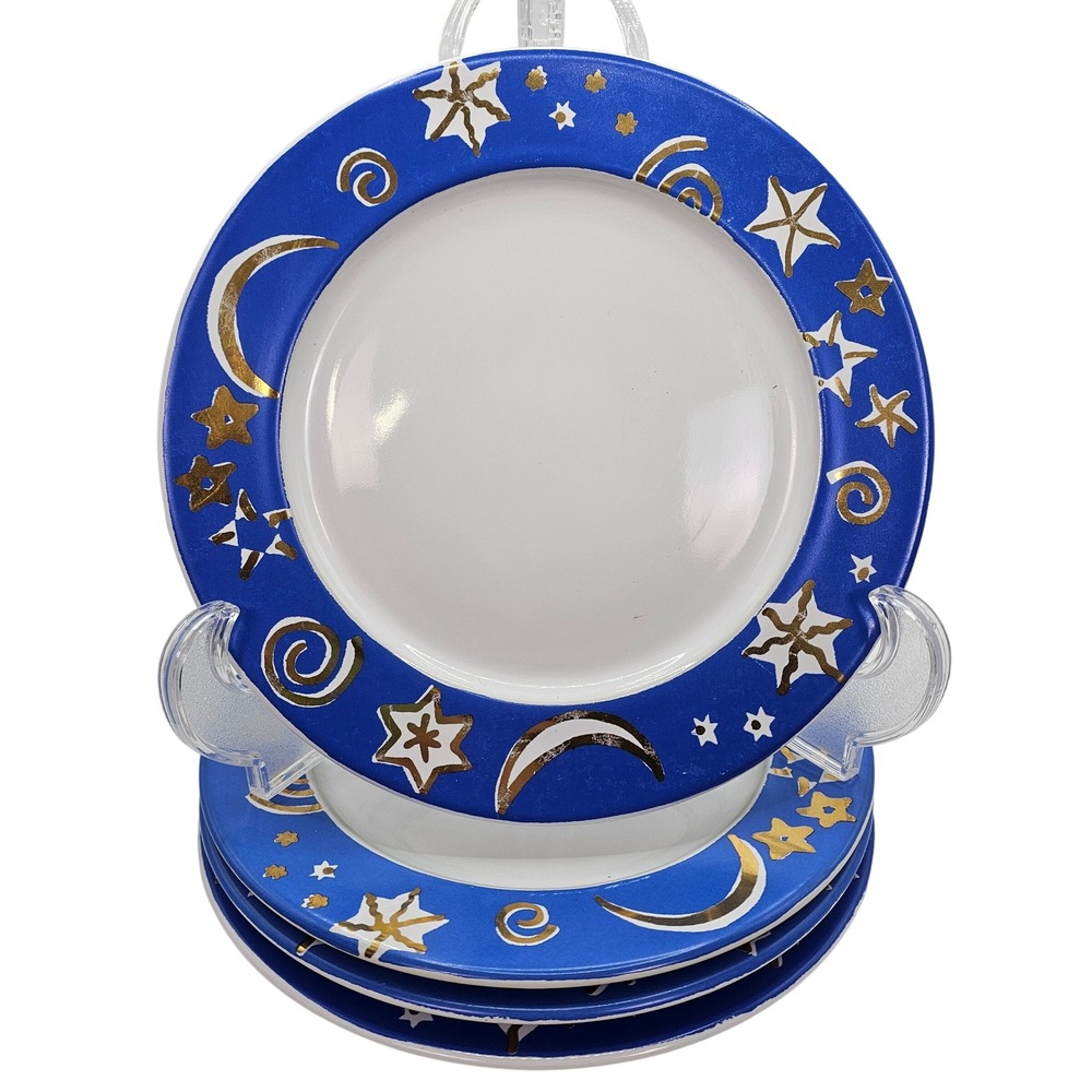 Montgolfier Marianne Rachline French Celestial Plates Set of 4 Stars Moon 8.5"